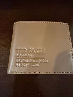 Ted Baker Men's Tan Leather Card & Key Holder with Embossed Logo